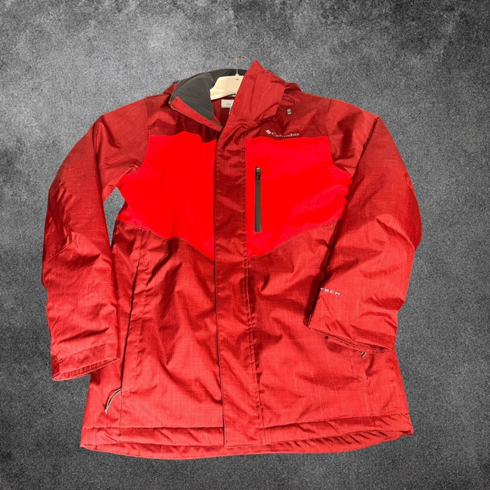 Columbia Omni-Tech Womens Small Red Waterproof Hooded Snow Jacket Outdoor